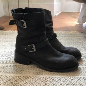 Gray motorcycle boots
